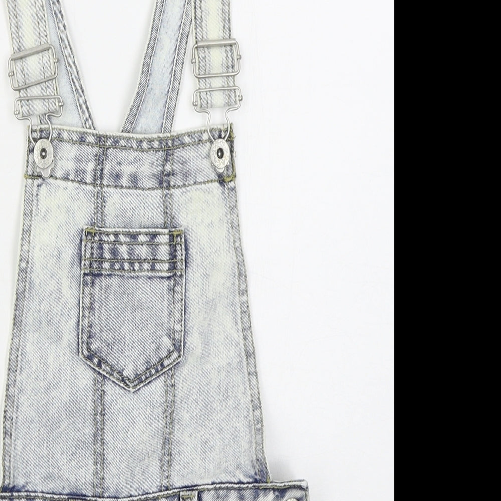 F&F Girls Blue  Cotton Dungaree One-Piece Size 8-9 Years  Buckle