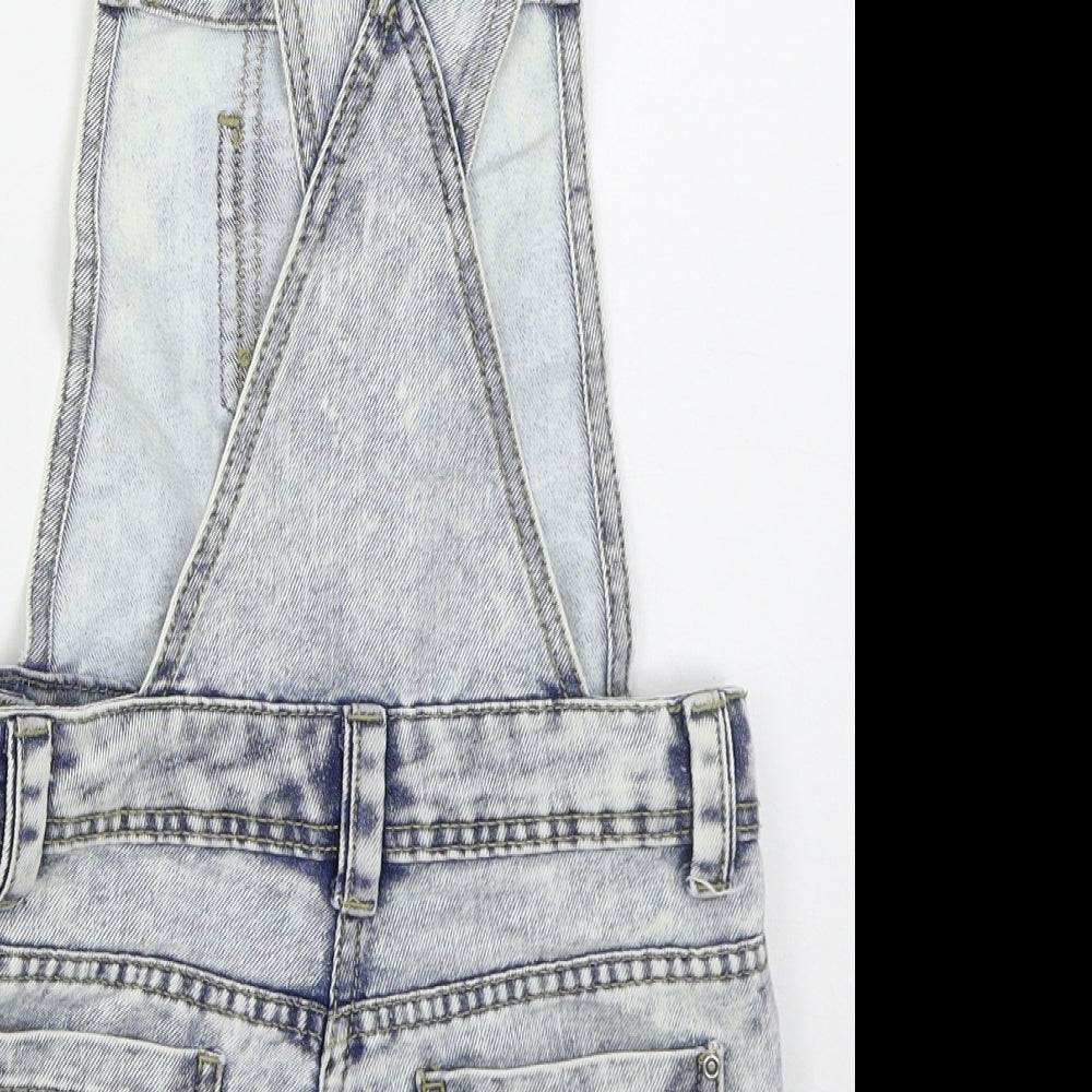 F&F Girls Blue  Cotton Dungaree One-Piece Size 8-9 Years  Buckle
