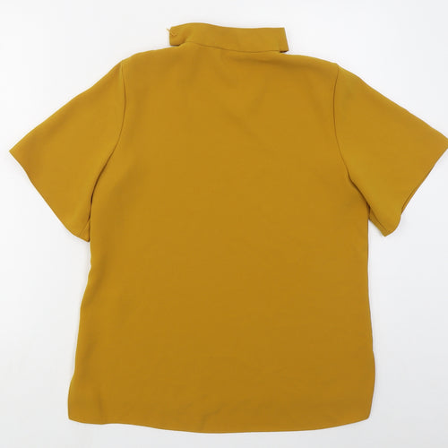 Zara Womens Yellow  Polyester Basic Blouse Size S Round Neck - Mustard Yellow