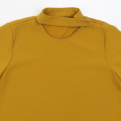 Zara Womens Yellow  Polyester Basic Blouse Size S Round Neck - Mustard Yellow