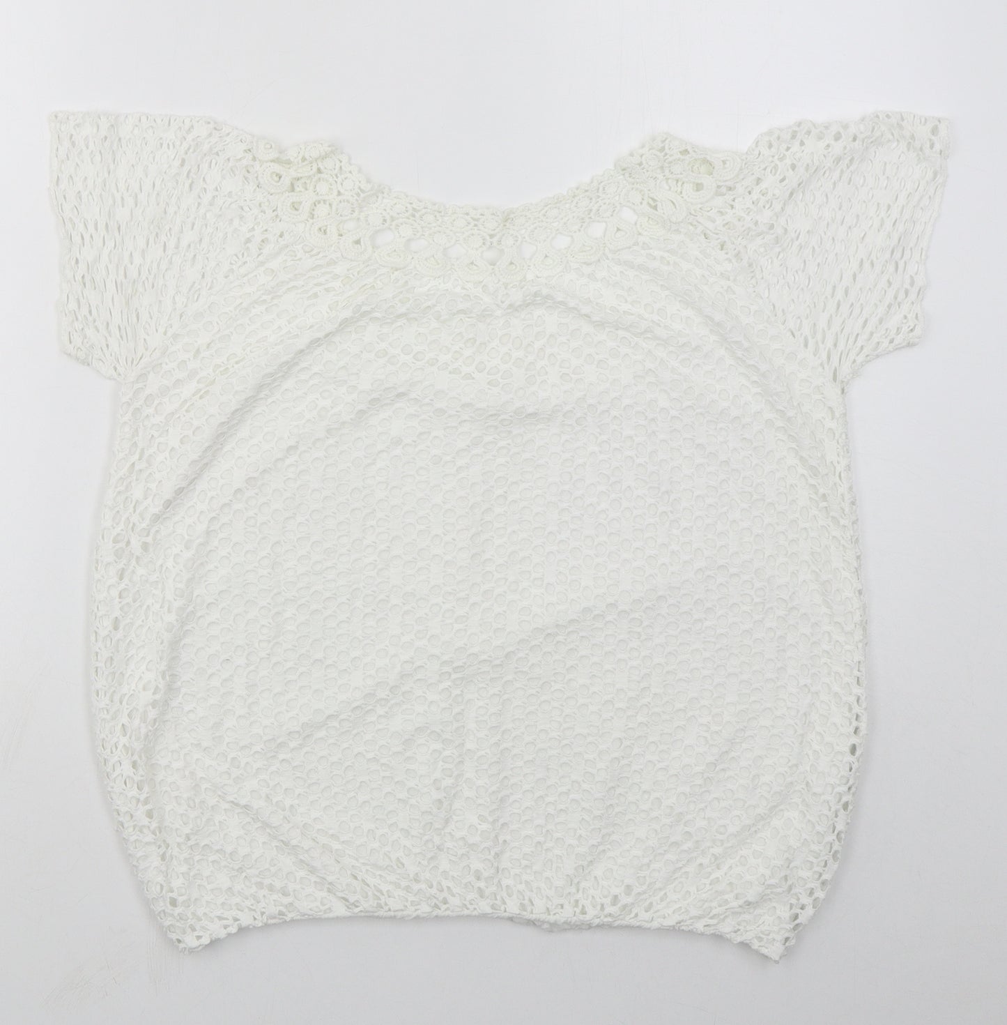 Made in Italy Womens White  Viscose Basic T-Shirt Size M Boat Neck