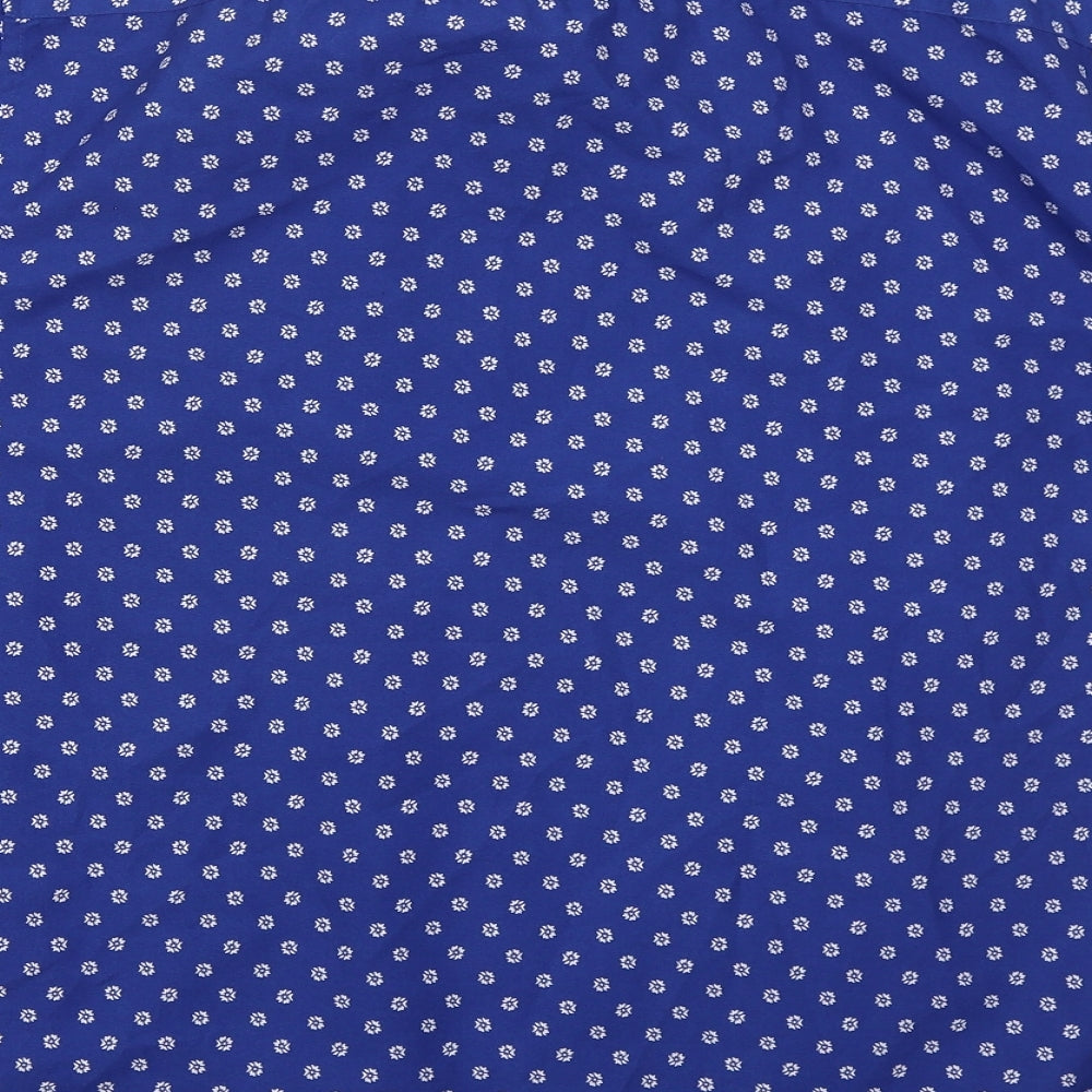 Dunnes Mens Blue Geometric Polyester  Button-Up Size XL Collared Button