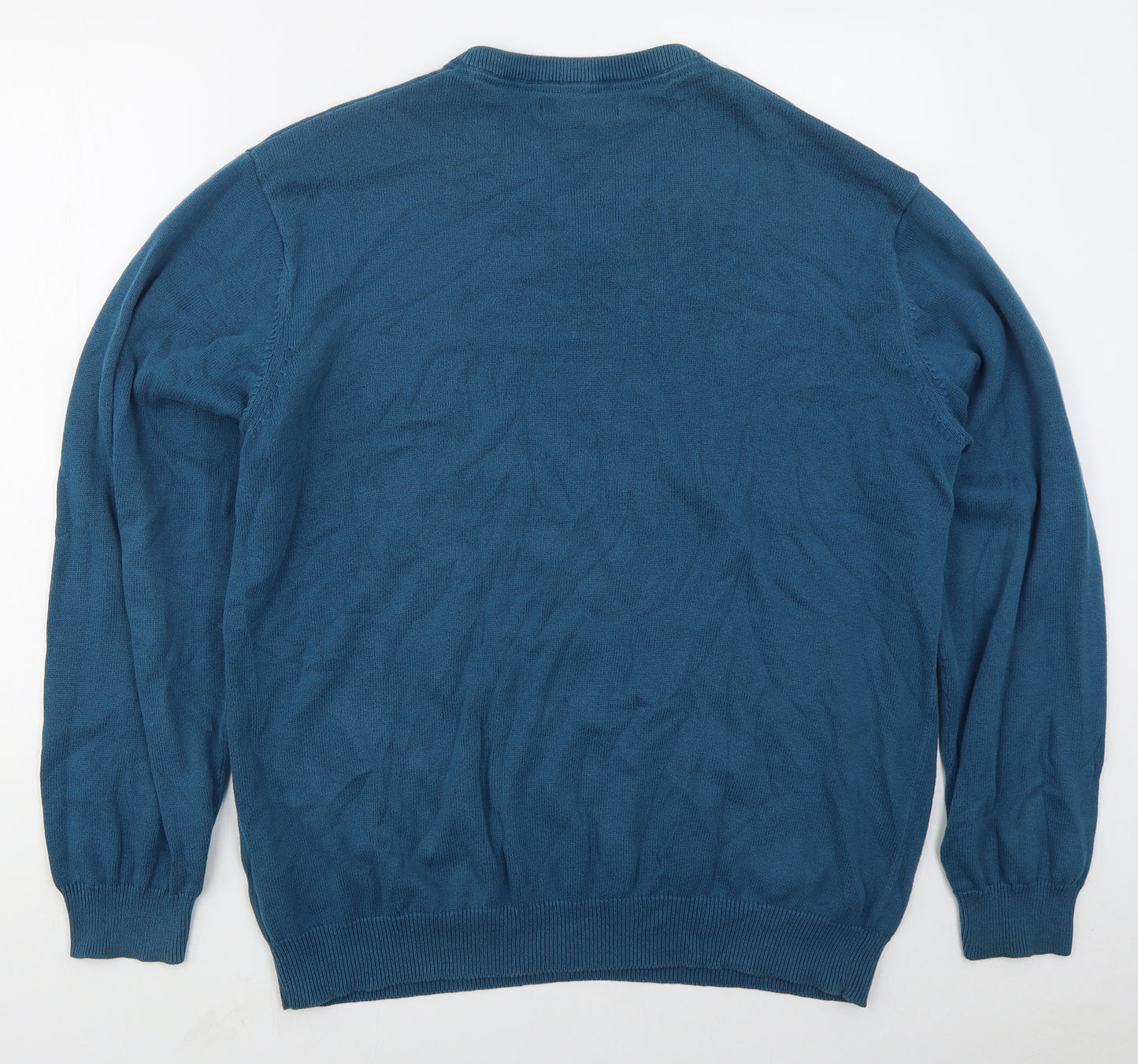 Dunnes Mens Blue V-Neck  Cotton Pullover Jumper Size 2XL