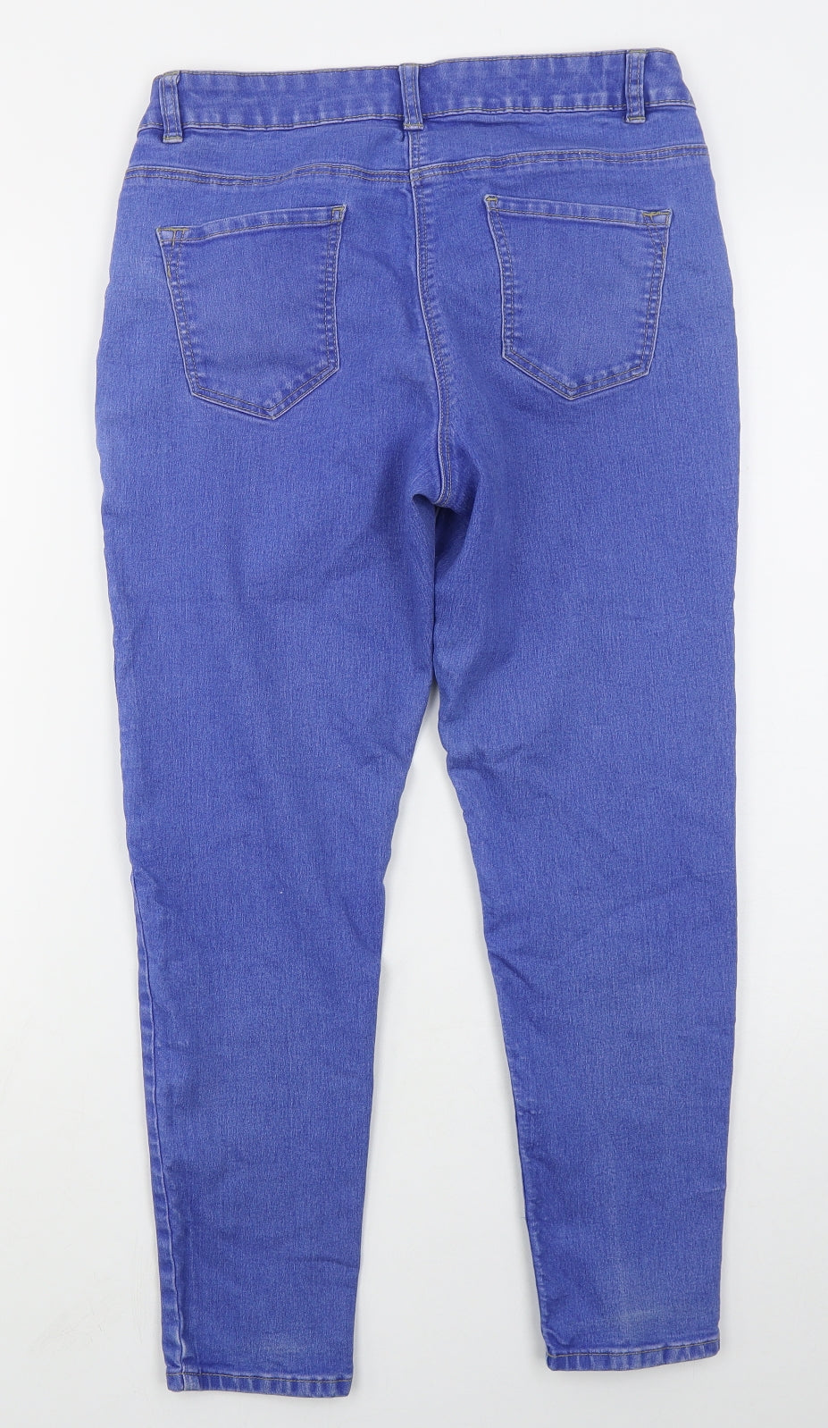 Bonmarché Womens Blue  Cotton Skinny Jeans Size 14 L25 in Regular Button