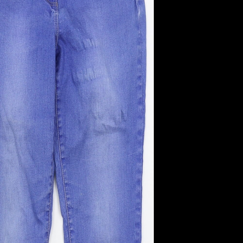 Bonmarché Womens Blue  Cotton Skinny Jeans Size 14 L25 in Regular Button