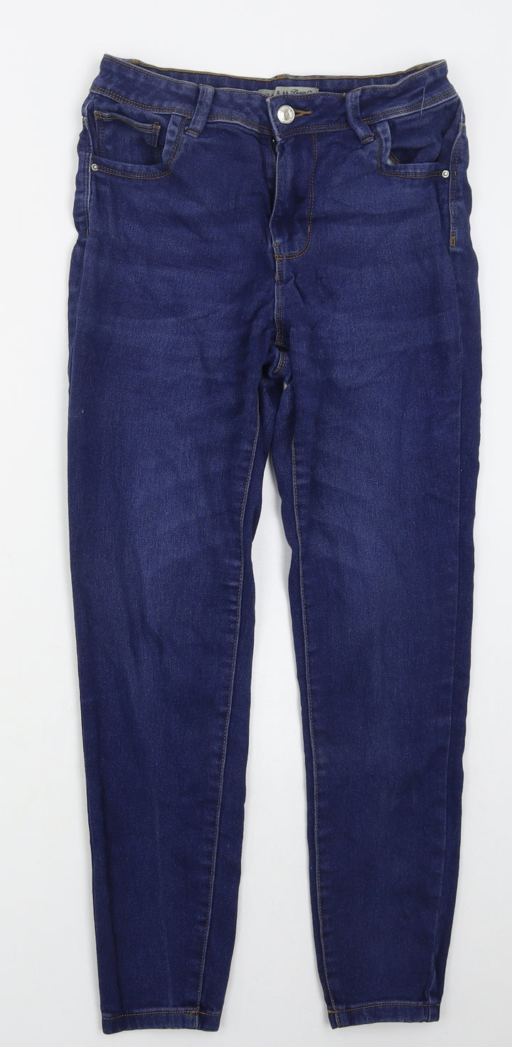 Denim Co Womens Blue Cotton Skinny Jeans Size 12 L26 in Regular Button