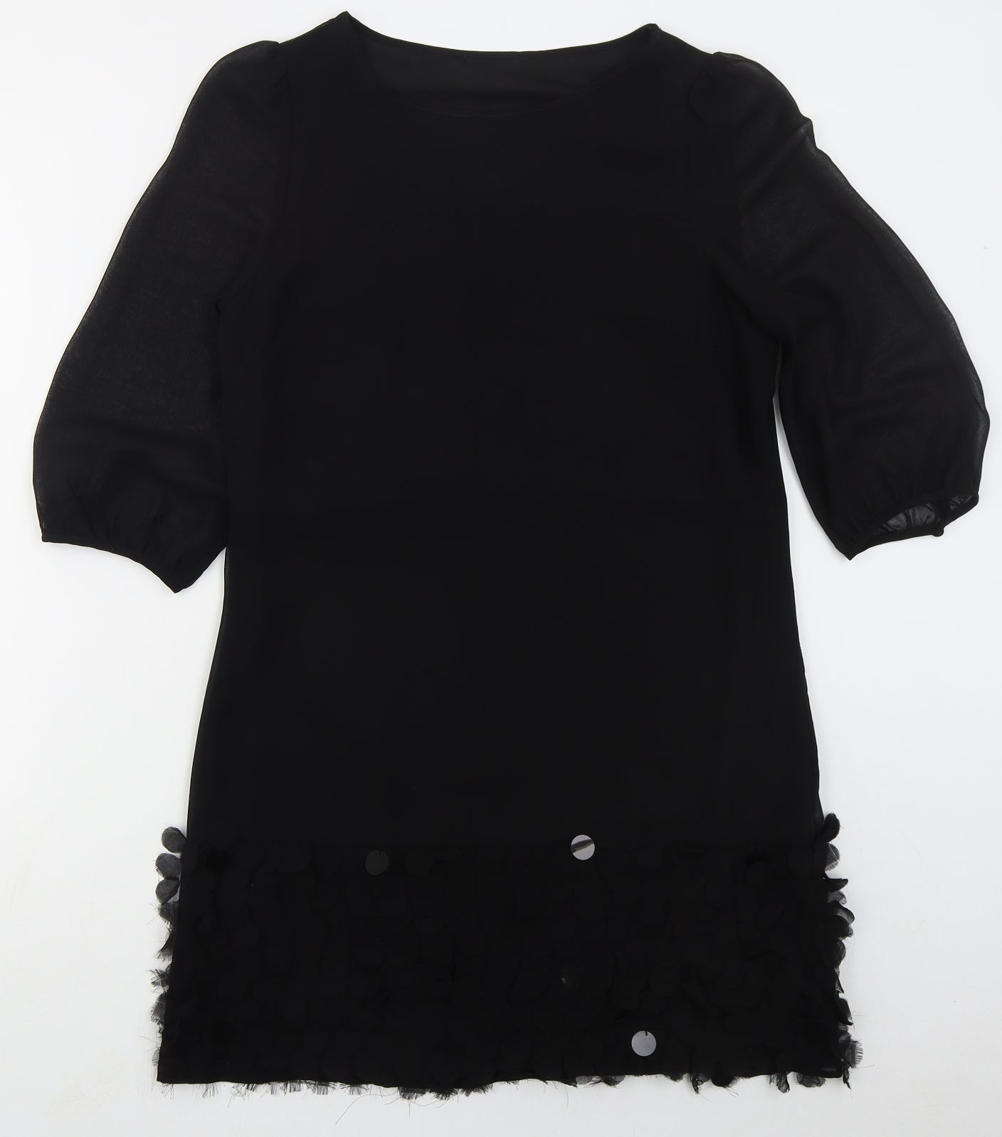 Savid Womens Black  Polyester Mini  Size 10  Boat Neck Pullover
