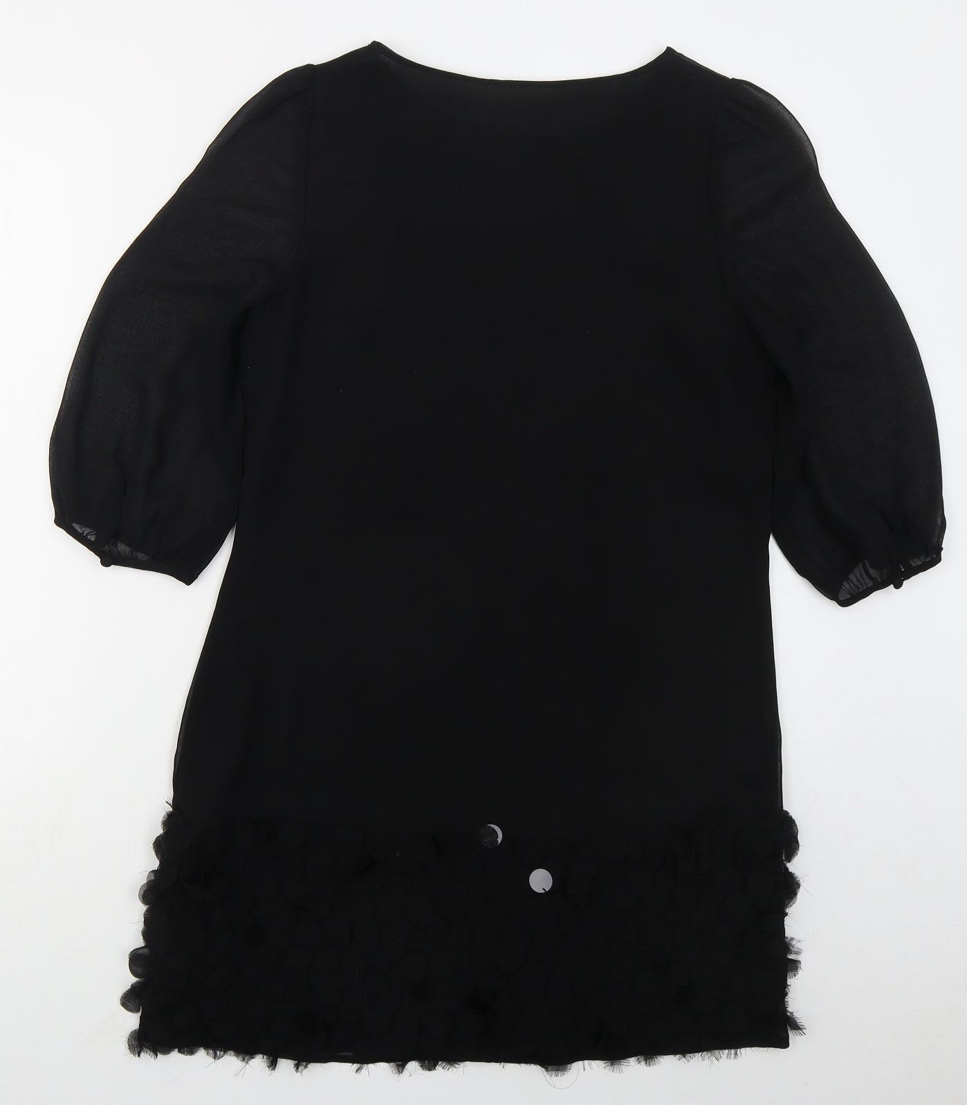 Savid Womens Black  Polyester Mini  Size 10  Boat Neck Pullover