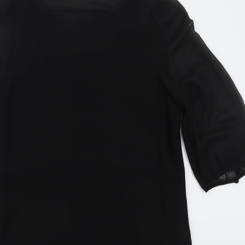 Savid Womens Black  Polyester Mini  Size 10  Boat Neck Pullover