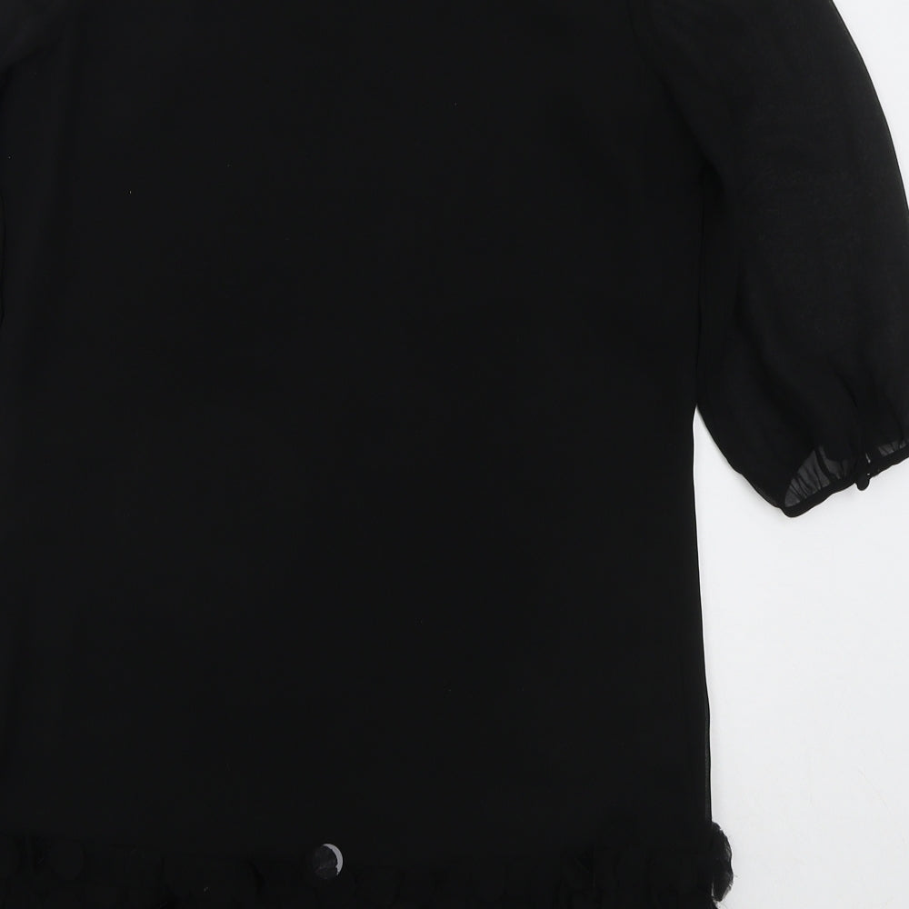 Savid Womens Black  Polyester Mini  Size 10  Boat Neck Pullover