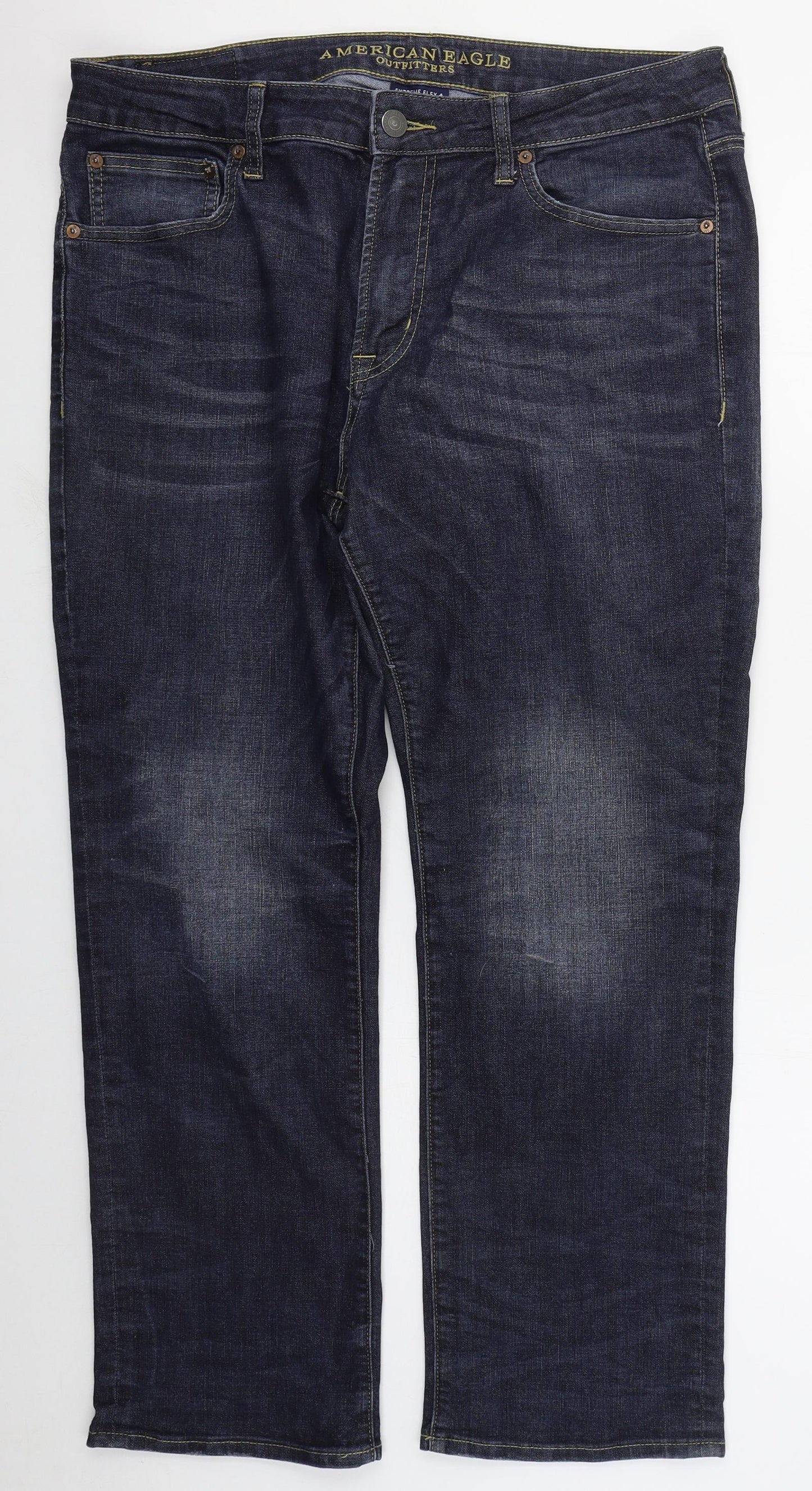 American Eagle Outfitters Mens Blue  Cotton Straight Jeans Size 36 L31 in Regular Button
