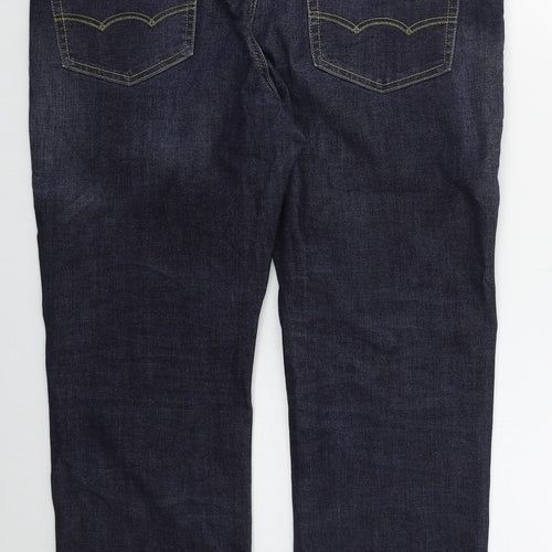 American Eagle Outfitters Mens Blue  Cotton Straight Jeans Size 36 L31 in Regular Button