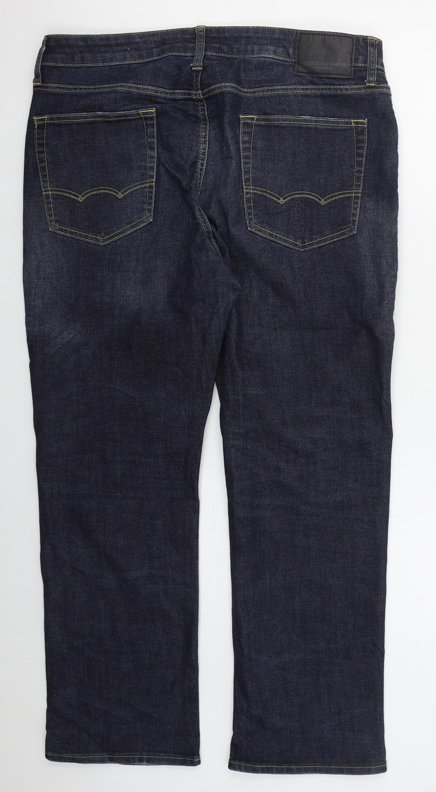 American Eagle Outfitters Mens Blue  Cotton Straight Jeans Size 36 L31 in Regular Button
