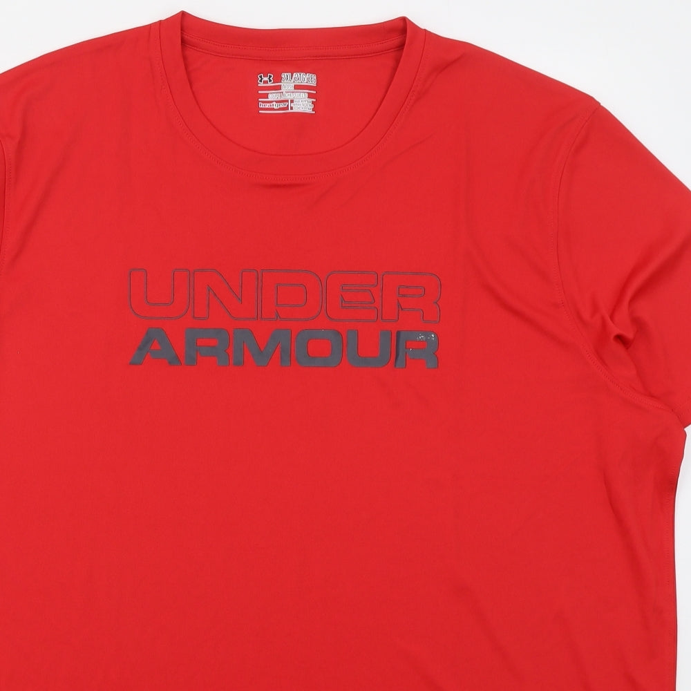 Under armour Mens Red  Polyester  T-Shirt Size 2XL Crew Neck