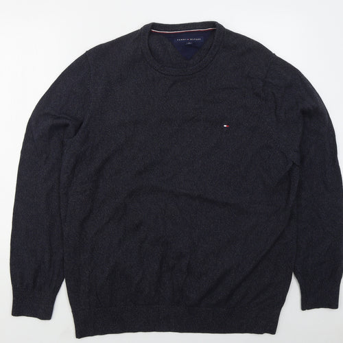 Tommy Hilfiger Mens Blue Crew Neck  Cotton Pullover Jumper Size 2XL
