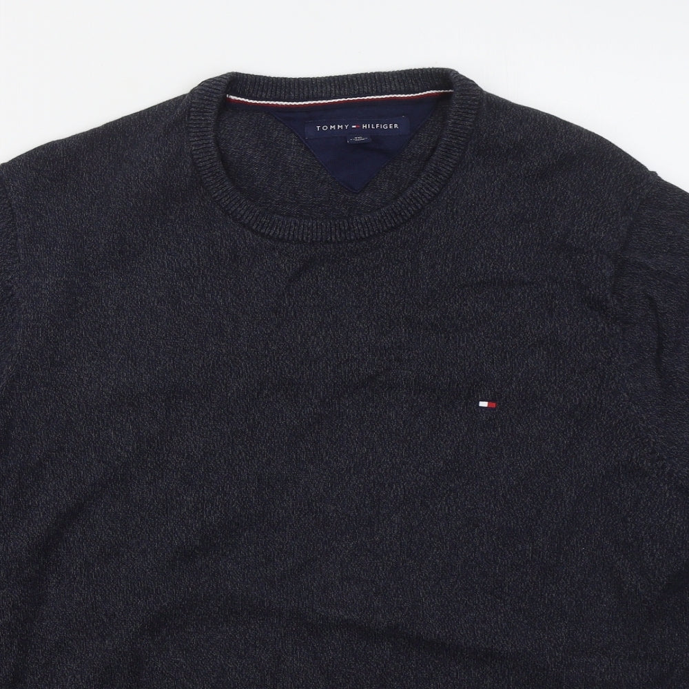 Tommy Hilfiger Mens Blue Crew Neck  Cotton Pullover Jumper Size 2XL