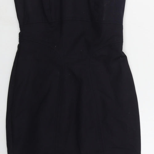 French Connection Womens Blue  Cotton Pencil Dress  Size 6  Scoop Neck Zip