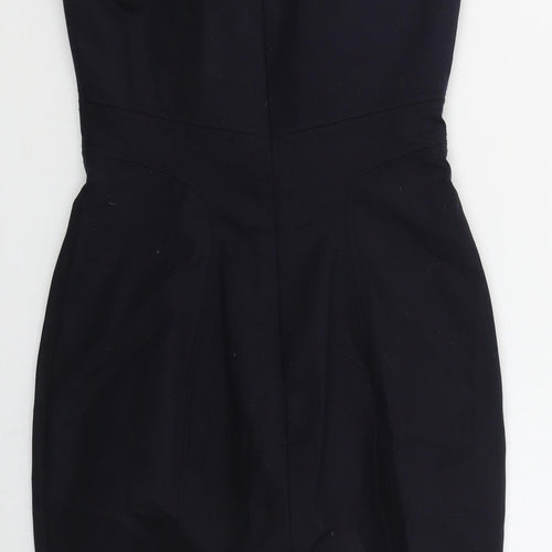 French Connection Womens Blue  Cotton Pencil Dress  Size 6  Scoop Neck Zip