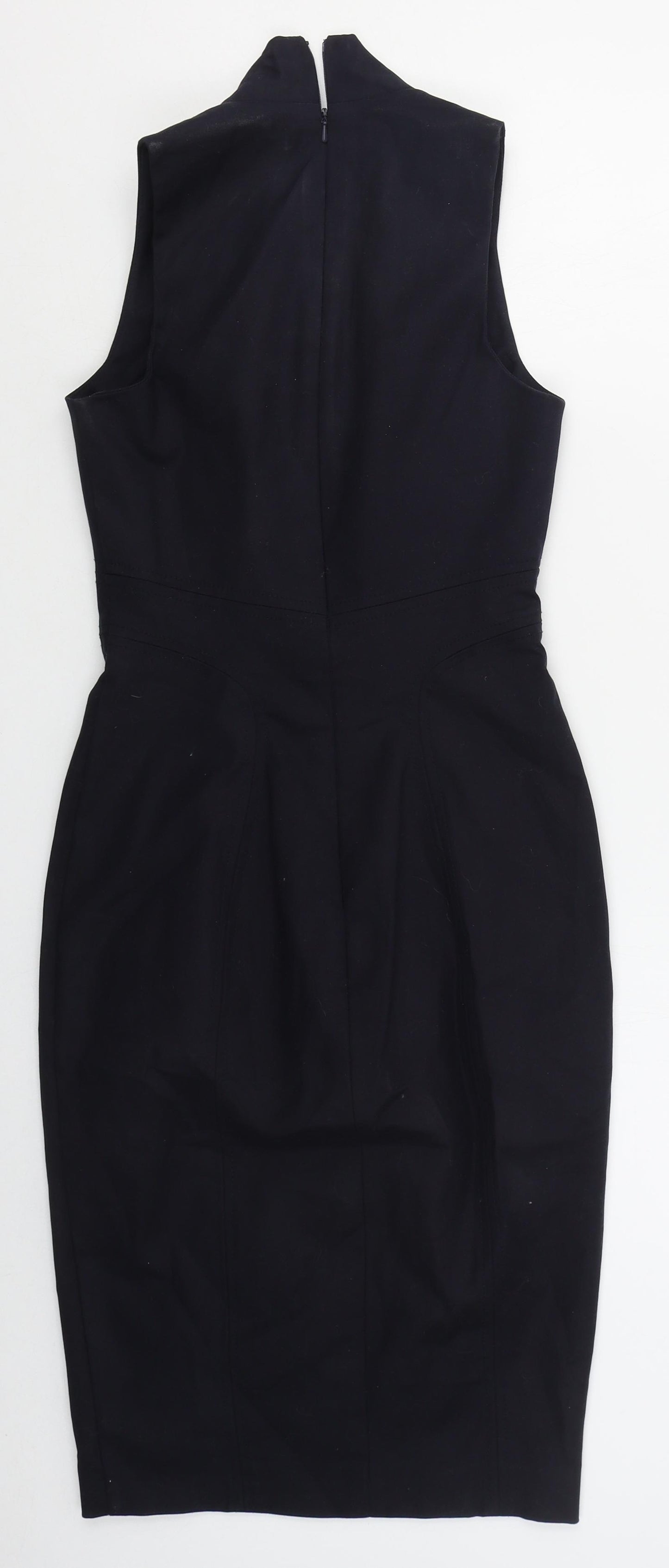 French Connection Womens Blue  Cotton Pencil Dress  Size 6  Scoop Neck Zip
