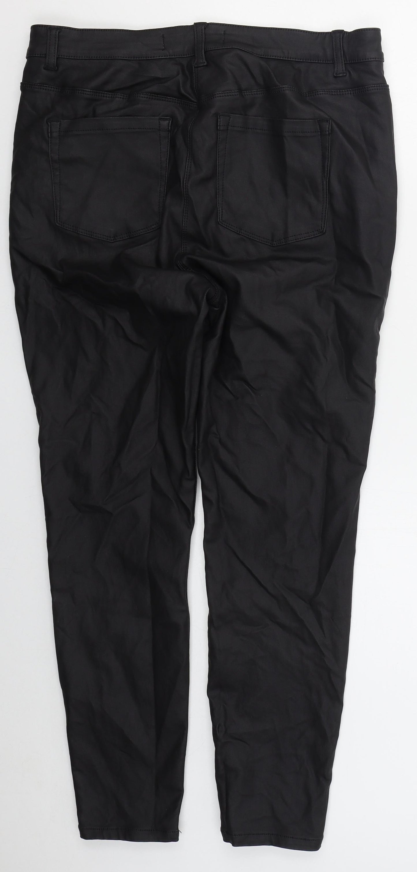 NEXT Womens Black  Viscose Trousers  Size 18 L27 in Regular Button