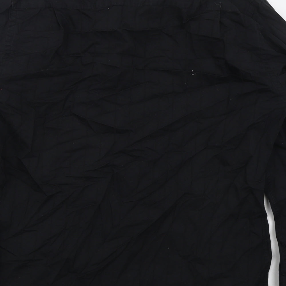 NEXT Mens Black Striped Cotton  Dress Shirt Size 15.5 Collared Button