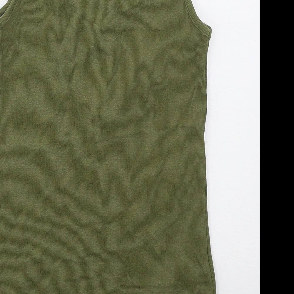 F&F Womens Green  Cotton Basic Tank Size 10 Scoop Neck