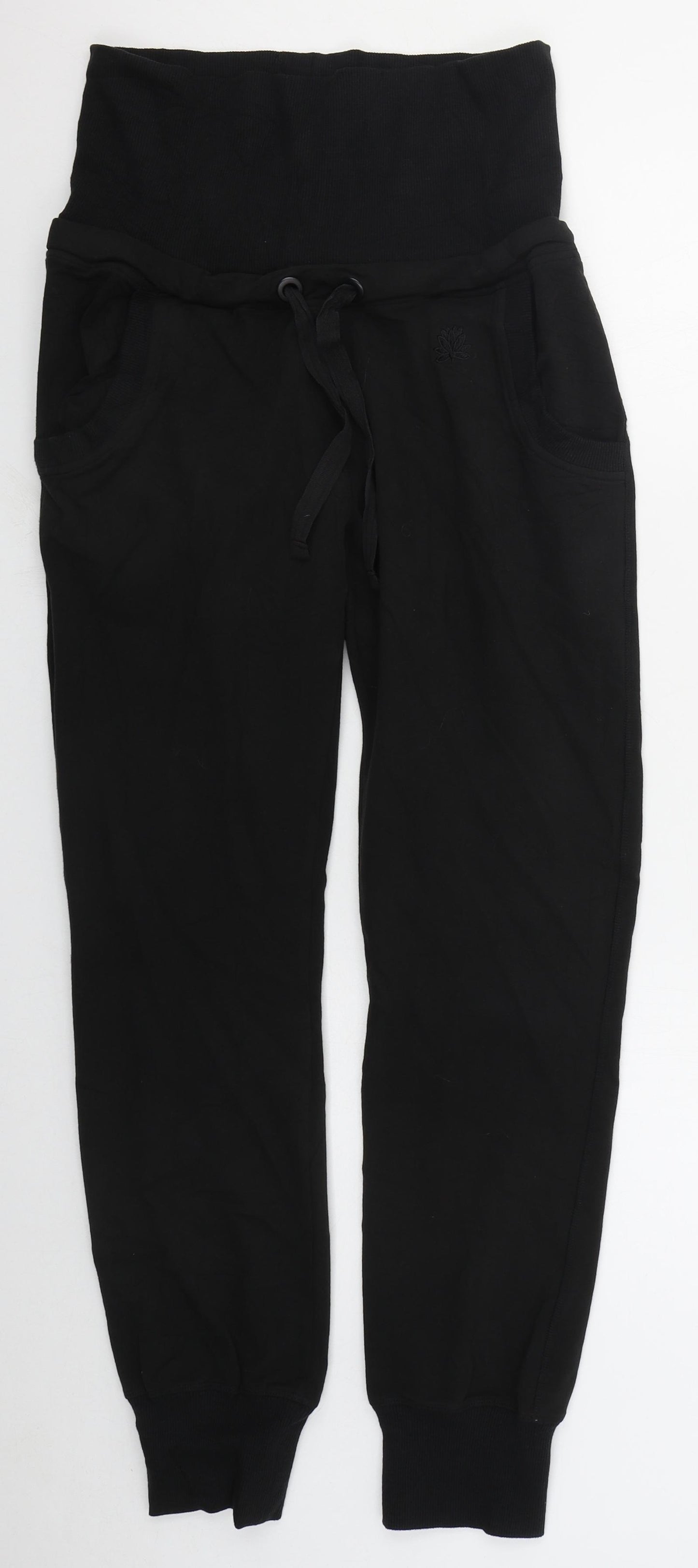 Calmia Womens Black  Cotton Sweatpants Trousers Size M L28 in Regular Drawstring