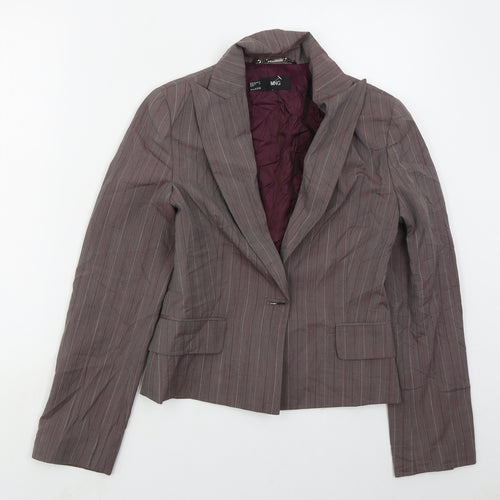 MNG Womens Purple Striped Polyester Jacket Suit Jacket Size 10