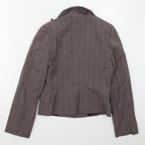 MNG Womens Purple Striped Polyester Jacket Suit Jacket Size 10