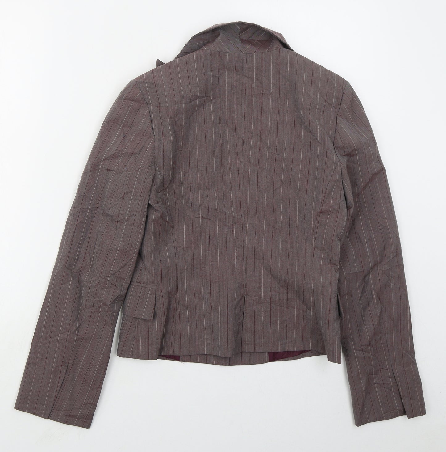 MNG Womens Purple Striped Polyester Jacket Suit Jacket Size 10