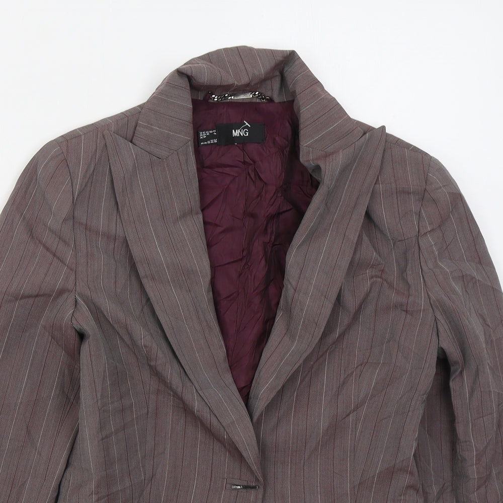 MNG Womens Purple Striped Polyester Jacket Suit Jacket Size 10