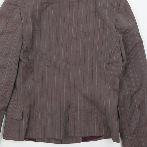 MNG Womens Purple Striped Polyester Jacket Suit Jacket Size 10