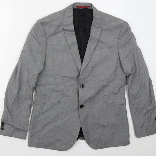 Preworn Mens Grey  Polyester Jacket Suit Jacket Size 38
