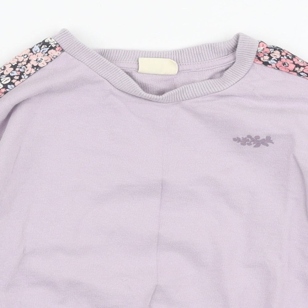 Laura Ashley Girls Purple Floral 100% Cotton Pullover Sweatshirt Size 4 Years  Pullover