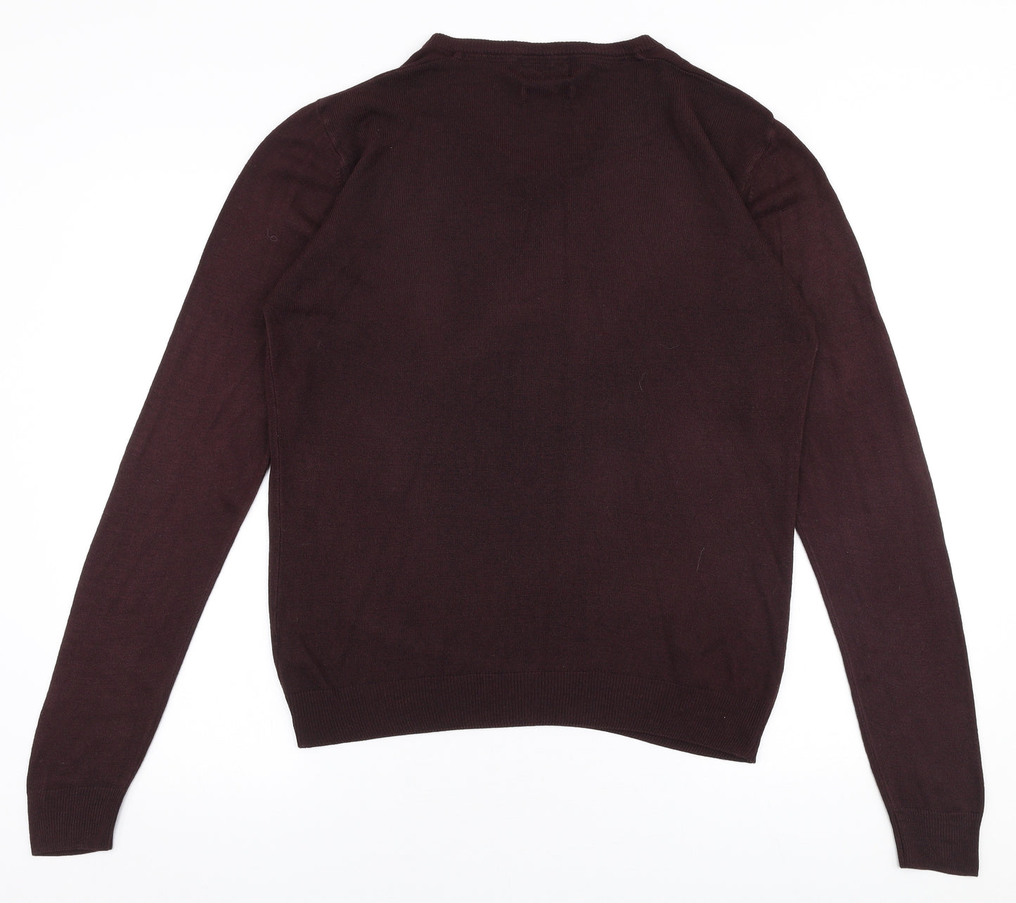 Marks and Spencer Mens Red V-Neck  Acrylic Pullover Jumper Size M