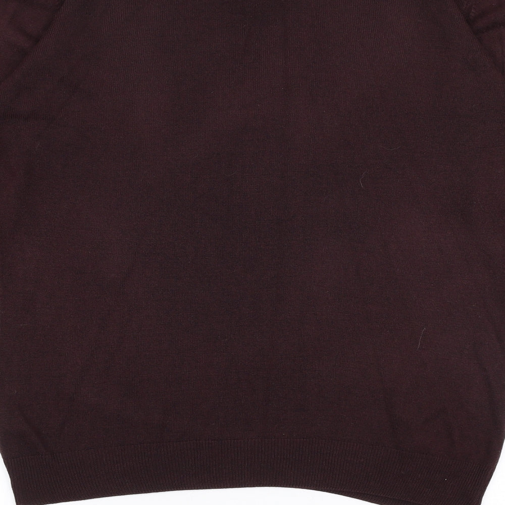 Marks and Spencer Mens Red V-Neck  Acrylic Pullover Jumper Size M