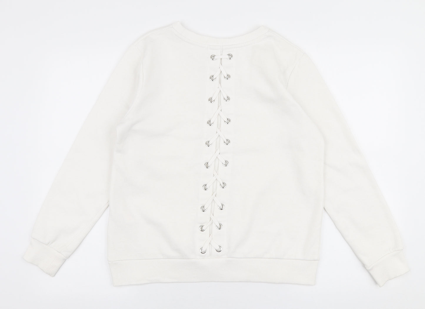 Peacocks Womens White  Polyester Pullover Sweatshirt Size 12  Pullover