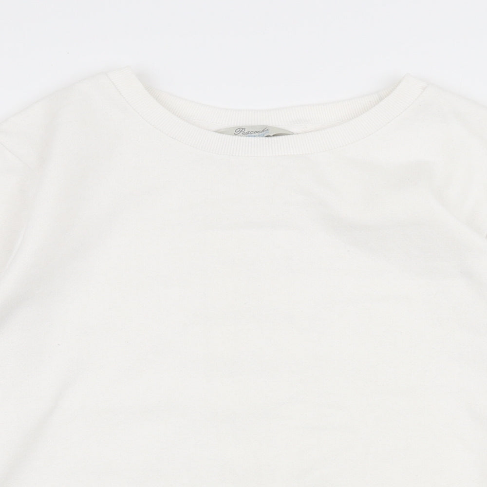 Peacocks Womens White  Polyester Pullover Sweatshirt Size 12  Pullover