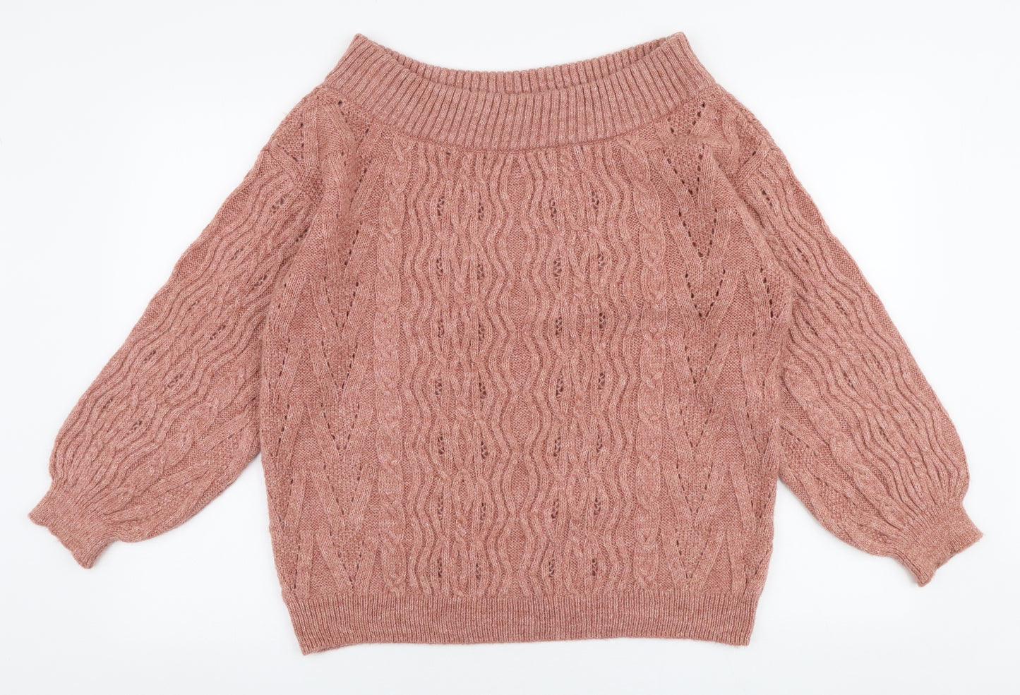 George Womens Pink Boat Neck  Acrylic Pullover Jumper Size M