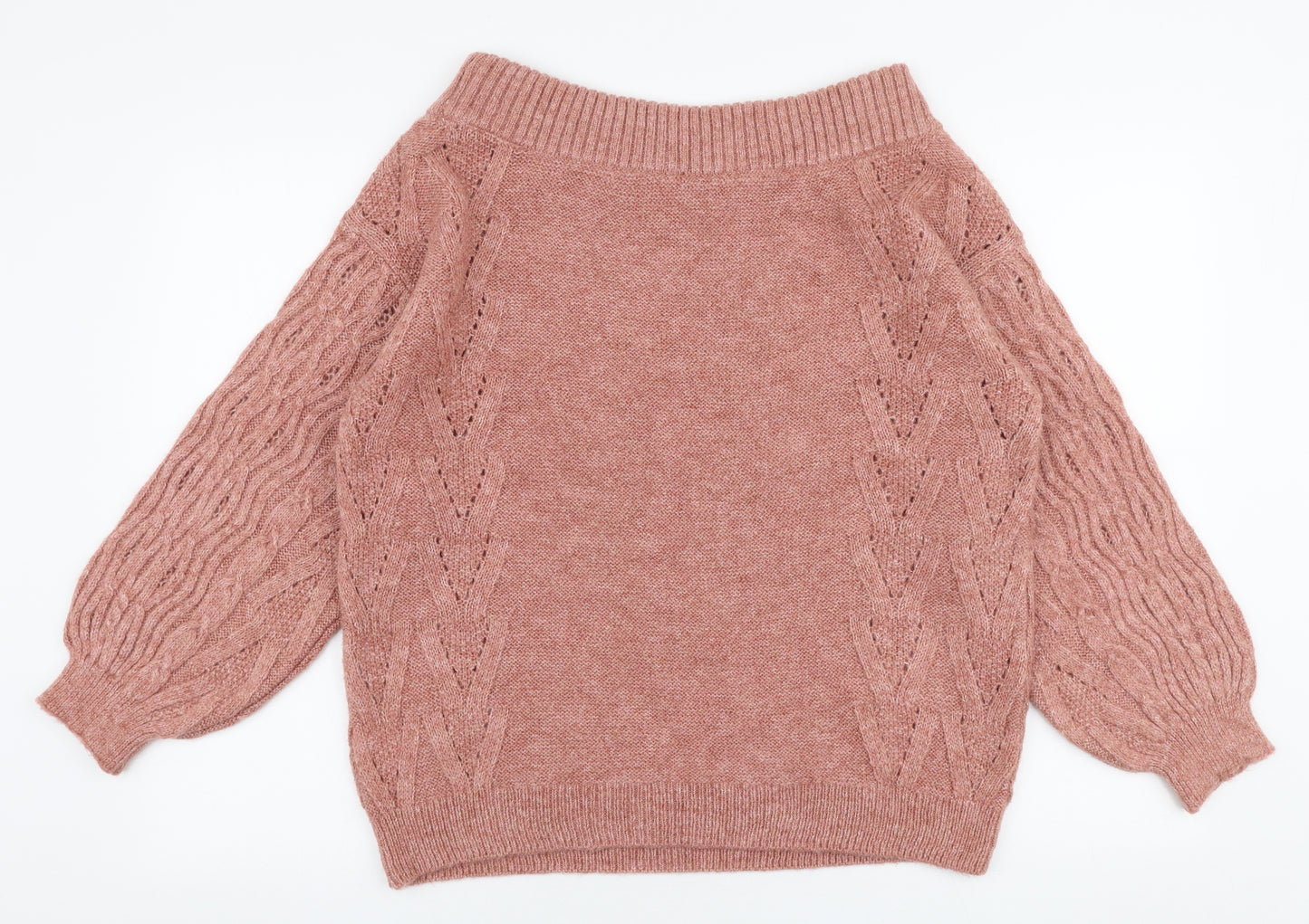 George Womens Pink Boat Neck  Acrylic Pullover Jumper Size M