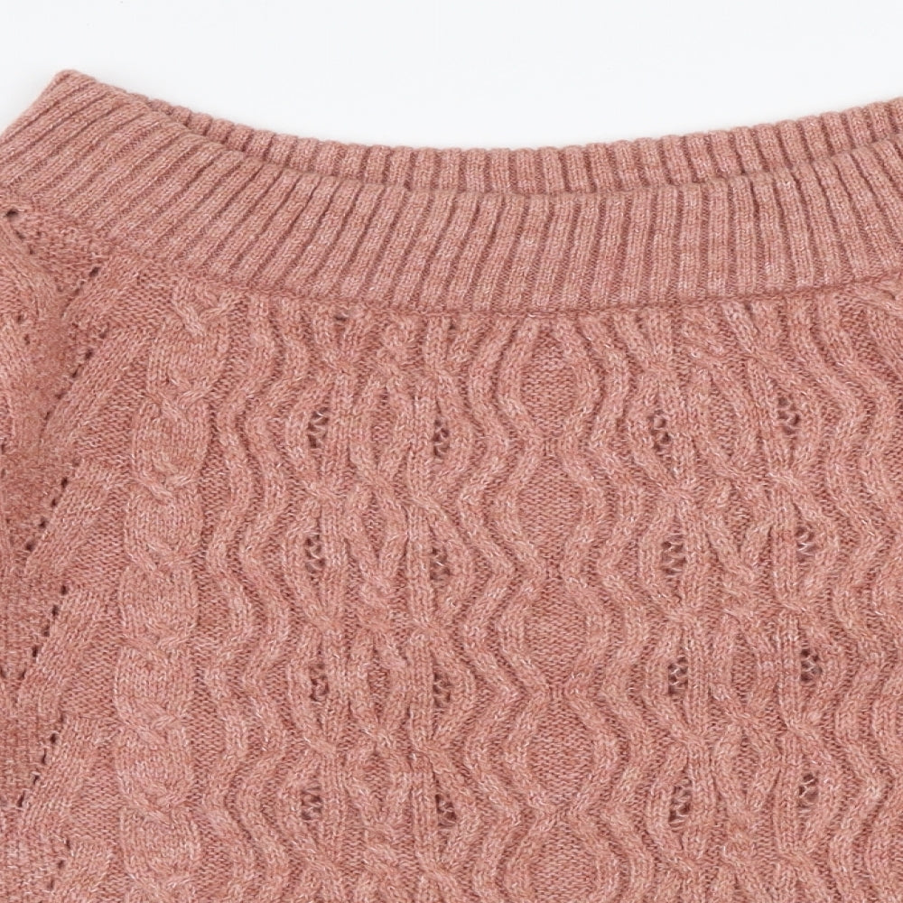 George Womens Pink Boat Neck  Acrylic Pullover Jumper Size M