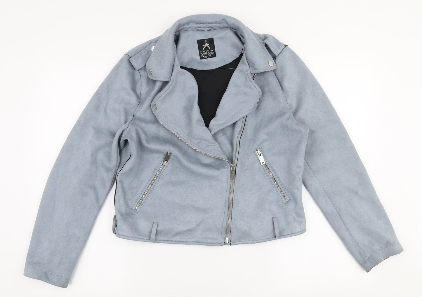 Atmosphere Womens Blue   Jacket  Size 14  Zip - Faux suede