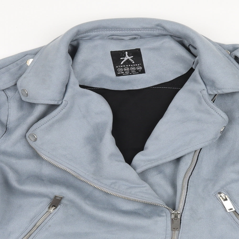 Atmosphere Womens Blue   Jacket  Size 14  Zip - Faux suede