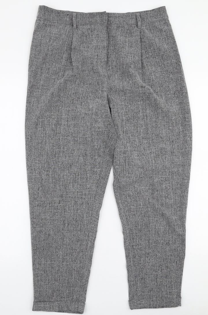 New Look Womens Grey Polyester Trousers Size 12 L26 in Slim Zip