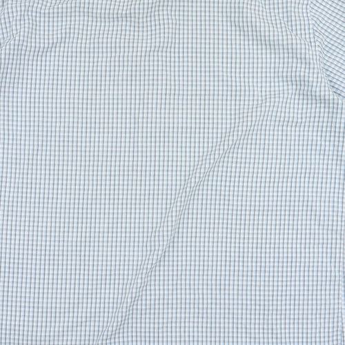 Taylor & Wright Mens Blue Check Polyester  Button-Up Size 17.5 Collared Button