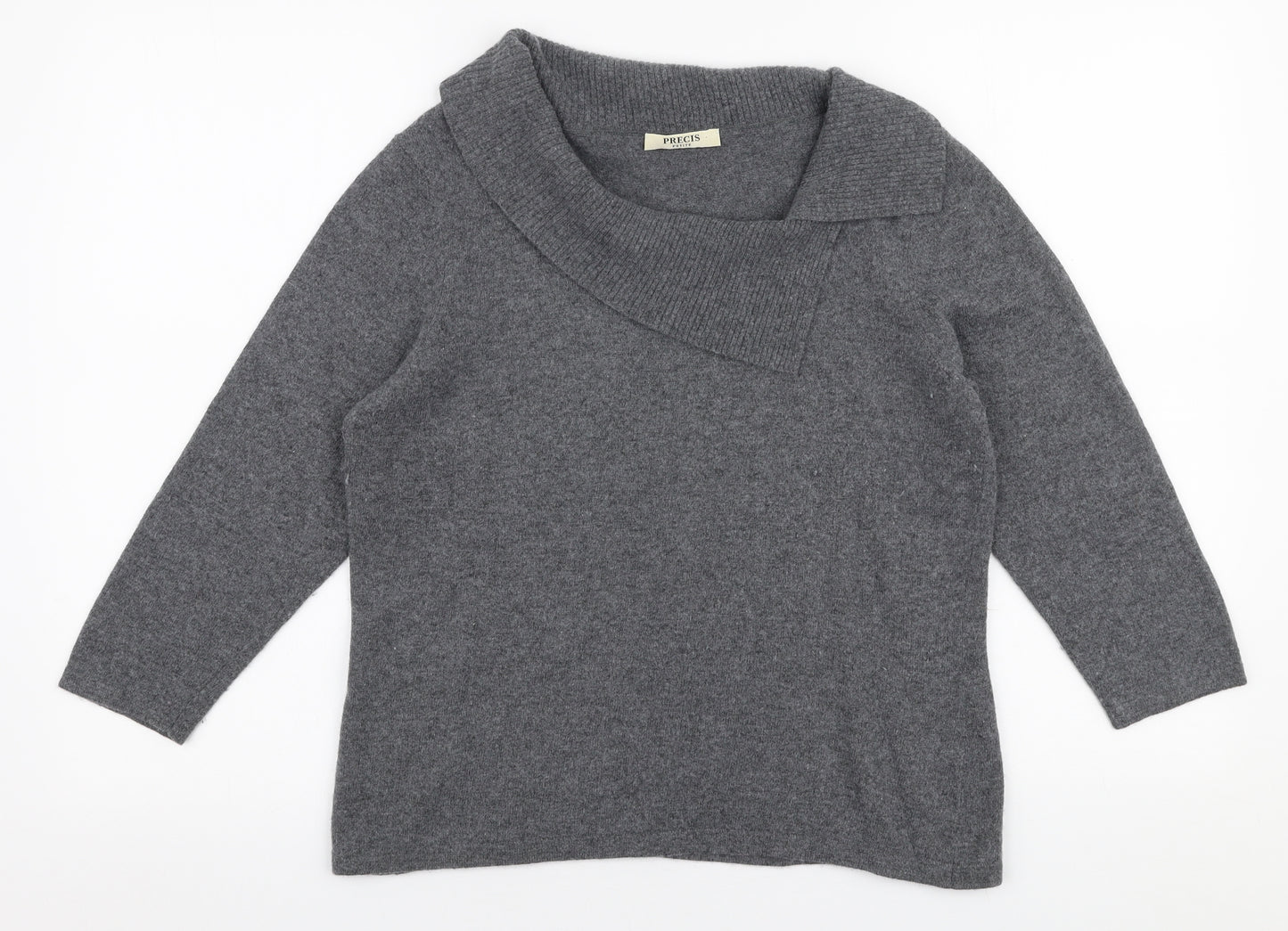 Precis Womens Grey Collared  Viscose Pullover Jumper Size M
