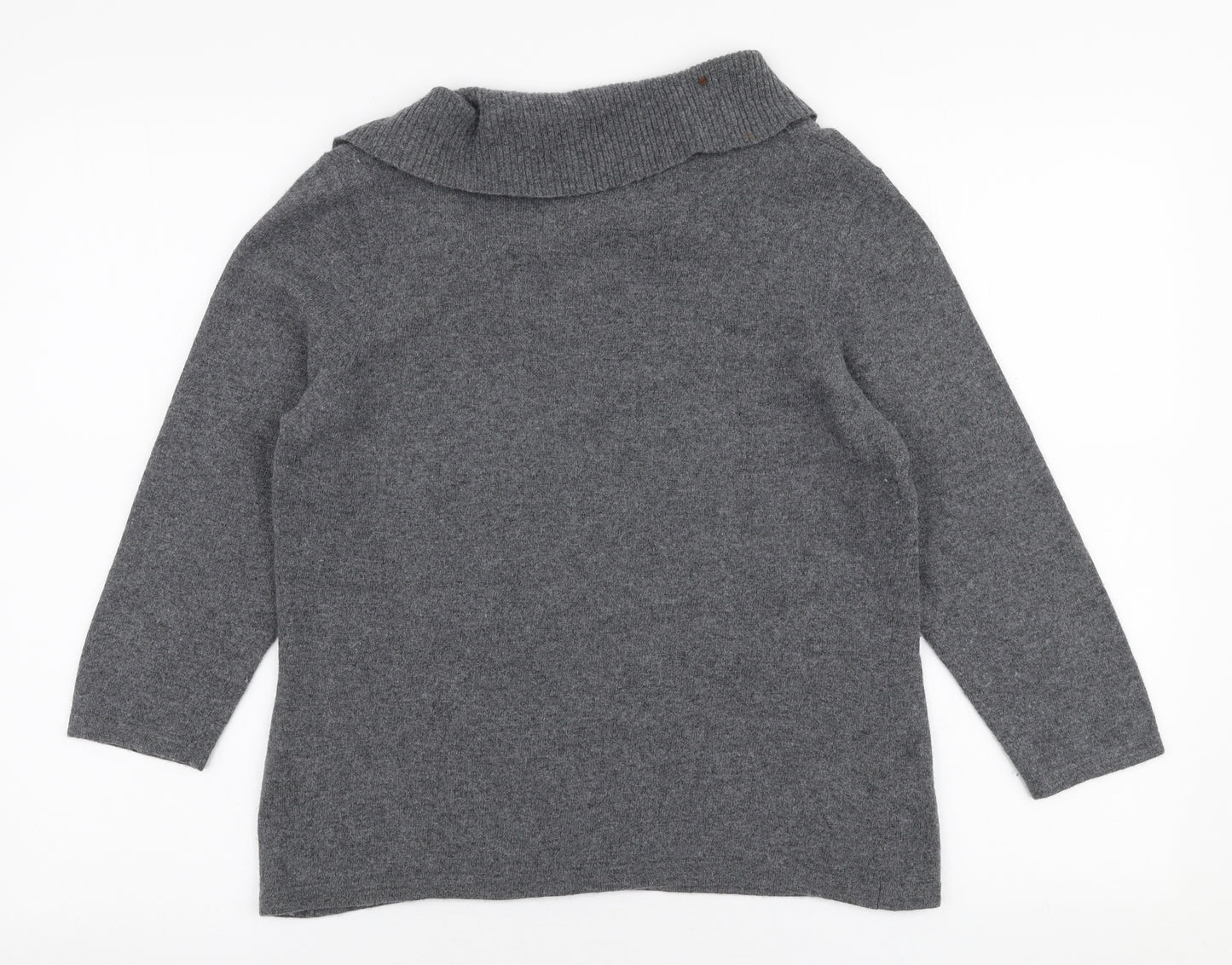 Precis Womens Grey Collared  Viscose Pullover Jumper Size M