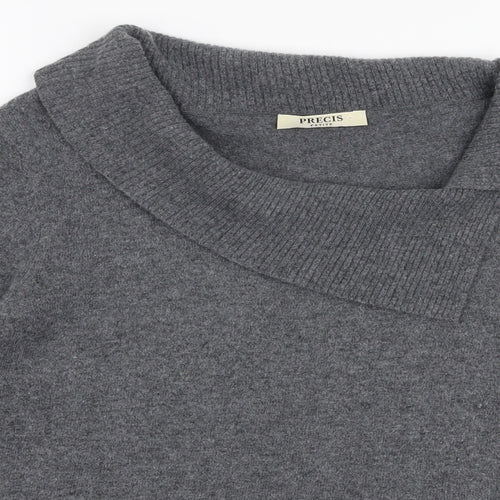 Precis Womens Grey Collared  Viscose Pullover Jumper Size M