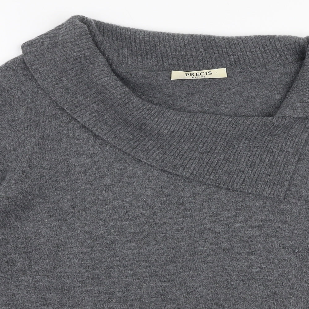 Precis Womens Grey Collared  Viscose Pullover Jumper Size M