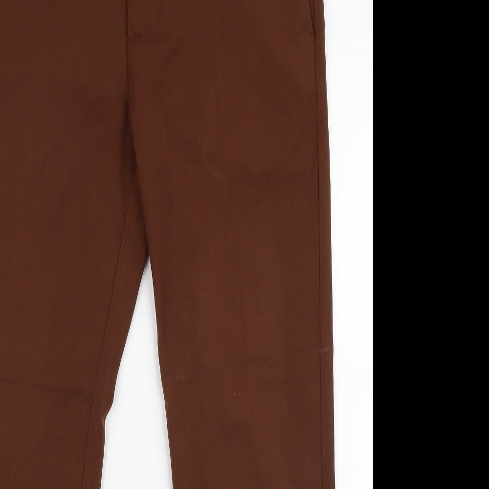 H&M Mens Brown  Polyester Trousers  Size 33 in L28 in Slim Zip